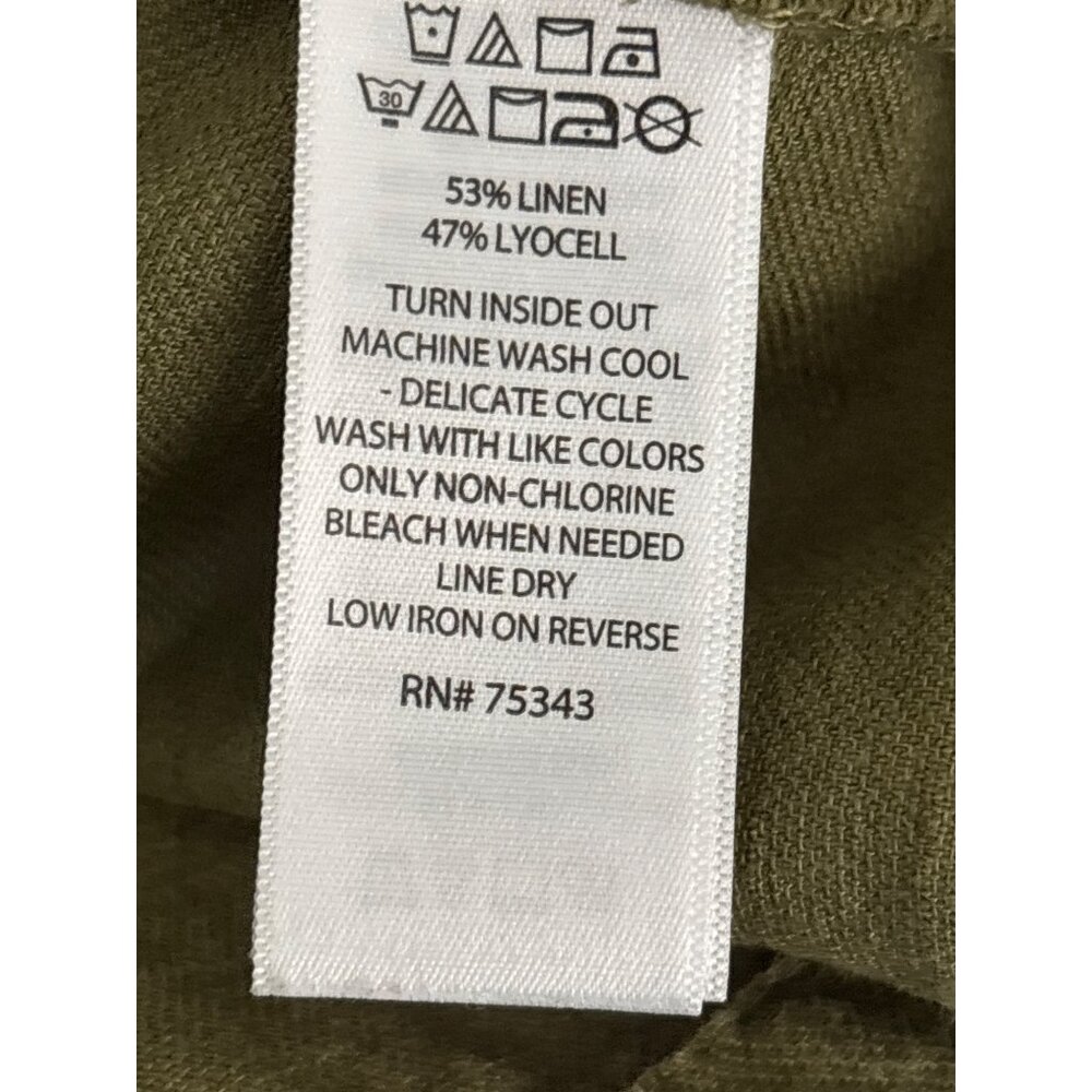 Nicole Miller Jacket M Linen Lyocell Utility Olive Green Cinched Waist Military - Picture 4 of 10